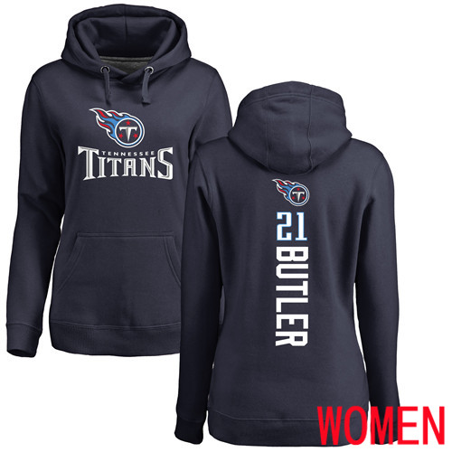 Tennessee Titans Navy Blue Women Malcolm Butler Backer NFL Football #21 Pullover Hoodie Sweatshirts->nfl t-shirts->Sports Accessory